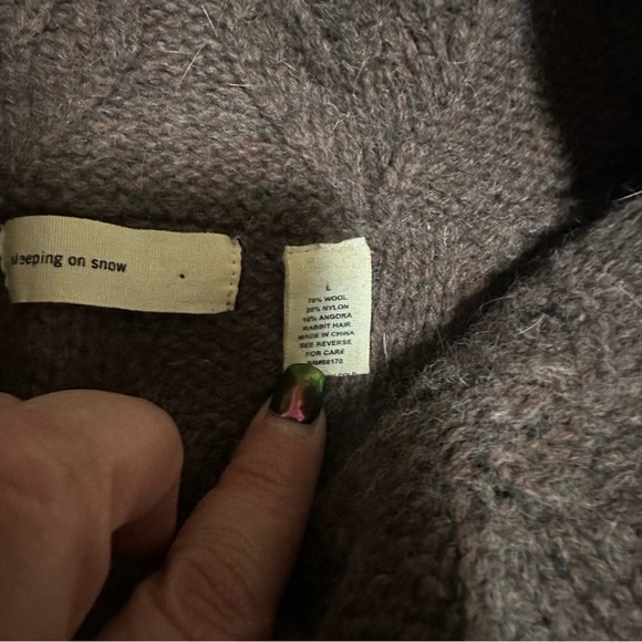 Women’s Anthropologie Sleeping On Snow Brown Heart Wool Blend Sweater Size‎ L. - Picture 2 of 5
